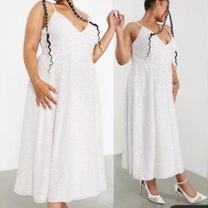 ASOS EDITION Curve Eva Embellishment Cami Midi Wedding Dress